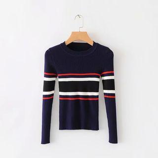 Striped Knit Top Navy Blue - One Size