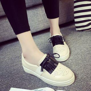 Fringed Faux-leather Loafers
