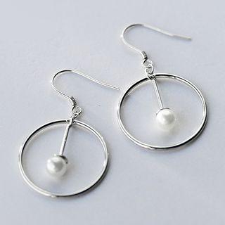 S925 Silver Faux-pearl Drop Earrings