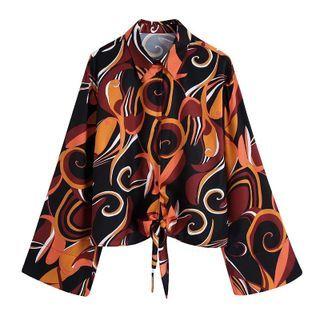 Flared-sleeve Patterned Shirt