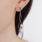 Pearl Swirl Dangle Earring 1 Pair - Platinum Plating - One Size