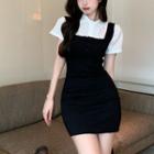 Short-sleeve Shirt / Mini Bodycon Overall Dress