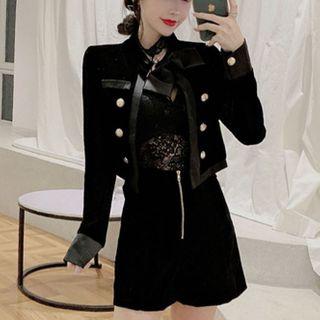 Lace Camisole / Button Jacket / Shorts / Set