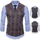 Double-breasted Plaid Buttoned Vest
