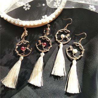 Faux Pearl Tasseled Drop Hook Earring / Clip-on Earring