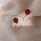 Matte Disc Twisted Alloy Hoop Dangle Earring 1 Pair - As Shown In Figure - One Size