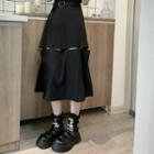 Cross Accent Midi A-line Skirt