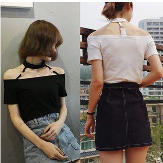 Short-sleeve Choker Top