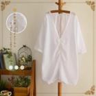 3/4-sleeve V-neck Cardigan