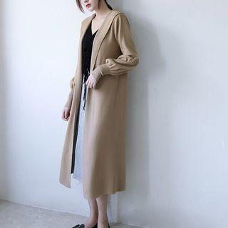 Hooded Long Cardigan Khaki - One Size