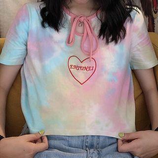 Cropped Embroidered T-shirt As Shown In Figure - One Size