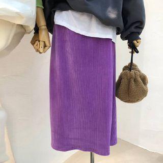 Plain High-waist Midi Pencil Skirt