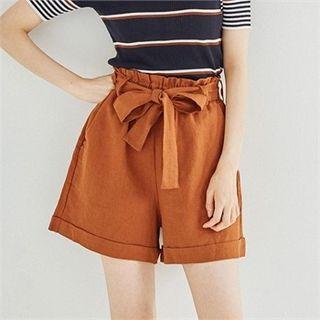 Paperbag-waist Cuff-hem Shorts