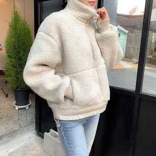 Loose-fit Sherpa-fleece Anorak Pullover Ivory - One Size