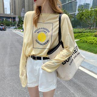 Loose-fit Long-sleeve Printed Light T-shirt