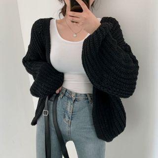 Plain Ribbed Oversize Cardigan