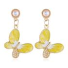 Faux Pearl Glaze Butterfly Dangle Earring