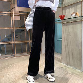 Velvet Wide Leg Pants Black - One Size