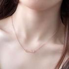 Stainless Steel Lettering Pendant Necklace Rose Gold - One Size