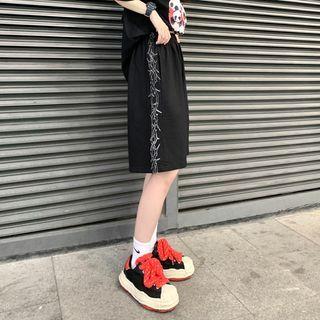 Elastic Waist Printed Wide-leg Shorts