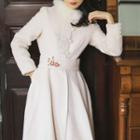 Long-sleeve Frog-buttoned Midi A-line Coat Dress