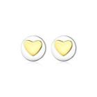 Sterling Silver Simple Romantic Two-color Heart-shaped Round Stud Earrings Silver - One Size