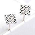 925 Sterling Silver Bead Square Earring As Shown In Figure - One Size
