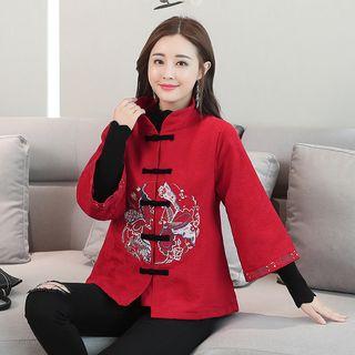 Embroidered 3/4 Sleeve Jacket