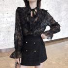 Sheer Lace Blouse Black - One Size