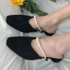 Block Heel Faux Pearl Mules