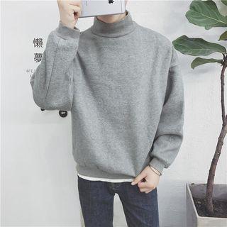 Couple Matching Mock-neck Plain Sweatshirt