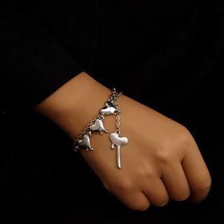 Melting Heart Pendant Alloy Bracelet 1 Pc - Silver - One Size