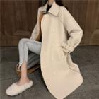 Double-breasted Midi Coat Camel & White - One Size