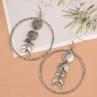 Geometric Alloy Hoop Dangle Earring 1 Pair - Hook Earrings - Silver - One Size