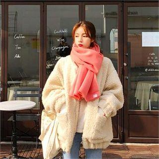 Round-neck Faux-fur Zip-up Jacket