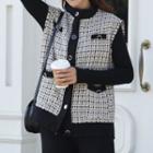 Sleeveless Plaid Cardigan As Shown In Figure - One Size