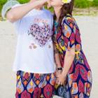 Women Print Sundress / Men Set: Short-sleeve Print T-shirt + Shorts