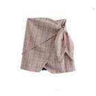 Tie-side Plaid A-line Skirt
