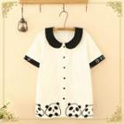 Bear Embroidered Short-sleeve Blouse