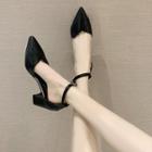 Block-heel Pointed Dorsay Sandals