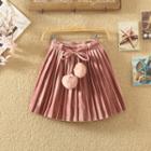 Pom Pom A-line Pleated Skirt