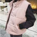 Stand-collar Padded Vest / Hooded Long Woolen Coat