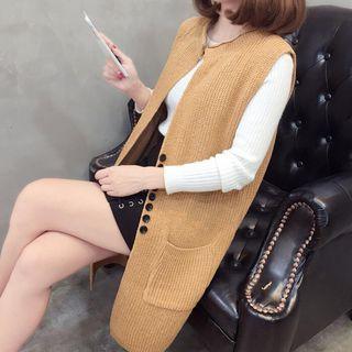 Long Buttoned Knit Vest