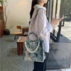 Floral Top Handle Crossbody Bag Light Blue - One Size