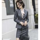Pinstriped Blazer / Dress Pants / Mini Pencil Skirt / Blouse / Vest / Set