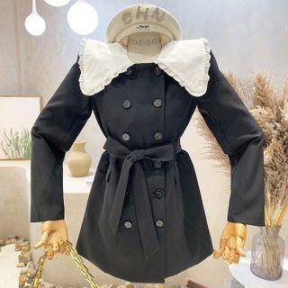 Long-sleeve Double-breasted Wide-collar Dress