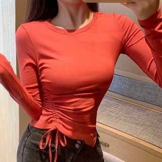 Ruched Side Asymmetric Plain Top