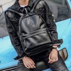 Applique Faux Leather Backpack Black - One Size