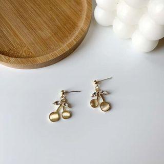 Cherry Faux Cat Eye Stone Dangle Earring 1 Pair - Gold - One Size