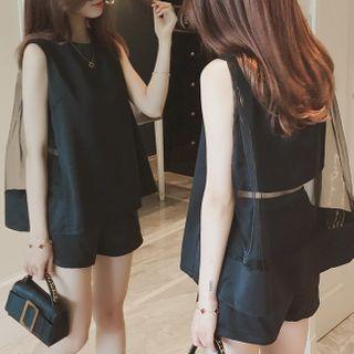 Set: Mesh Overlay Tank Top + Shorts